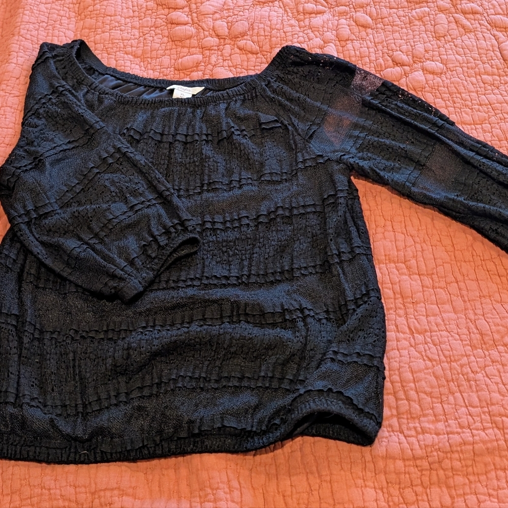 Candie's Black Knit Top Lace Overlay